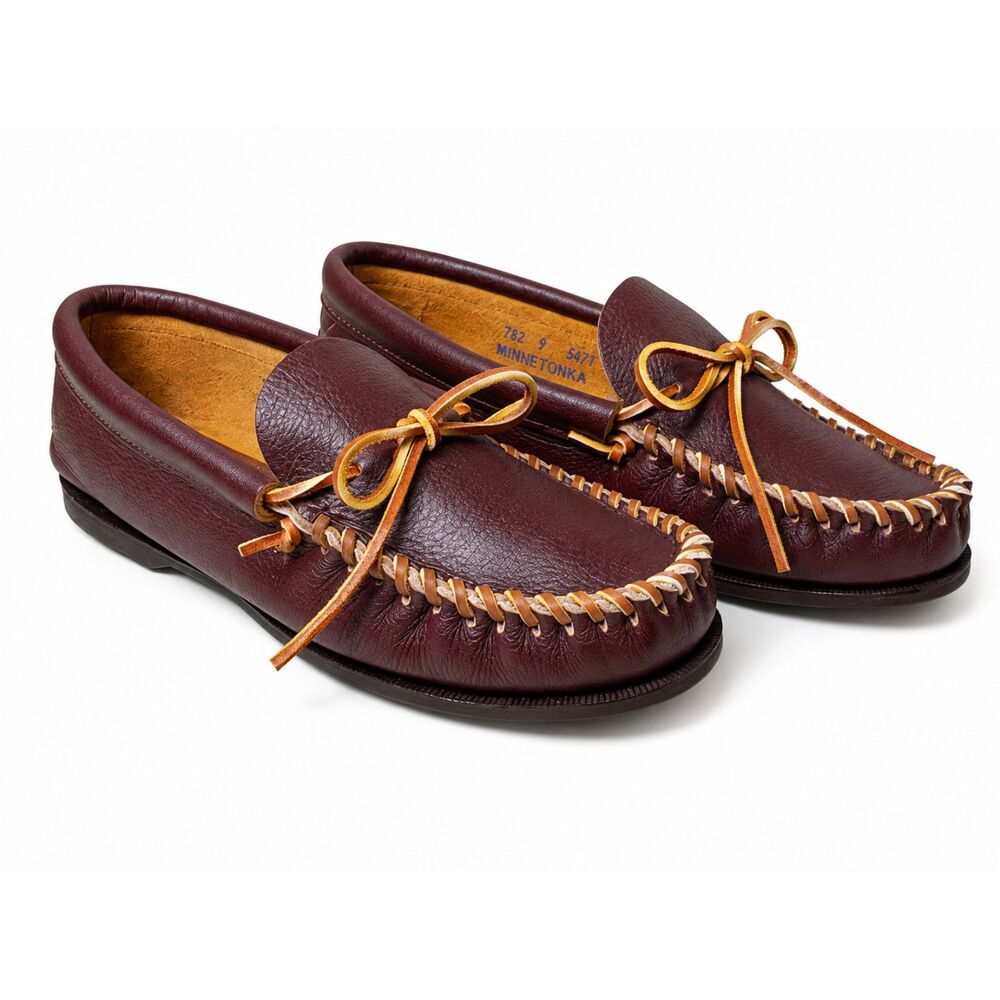 VTG Minnetonka 782 Men's 9 Leather Camp Moccasins Hardsole NWOB Made In USA